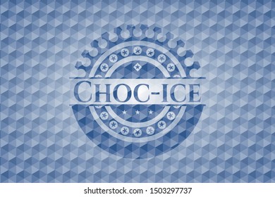 Choc-ice blue polygonal badge. Vector Illustration. Detailed.