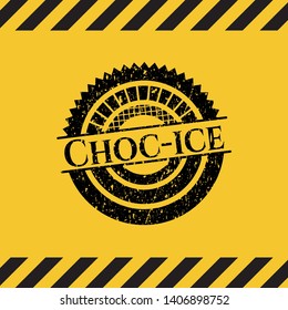 Choc-ice inside warning sign, black grunge emblem. Vector Illustration. Detailed.