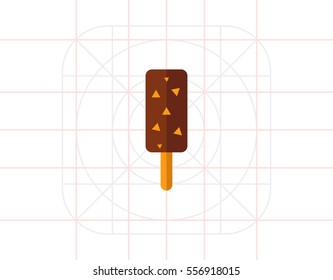 Choc-ice with nuts on stick