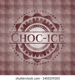 Choc-ice red badge with geometric pattern background. Seamless.