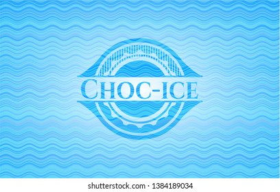 Choc-ice sky blue water wave badge background. Vector Illustration. Detailed.