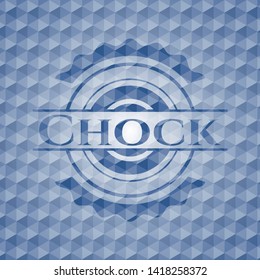 Chock blue emblem with geometric pattern. Vector Illustration. Detailed.