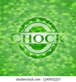 Chock green emblem with triangle mosaic background