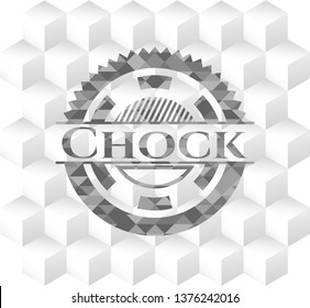 Chock grey emblem. Vintage with geometric cube white background