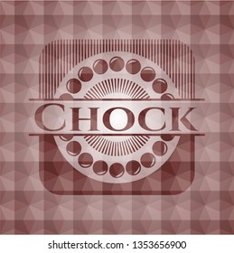 Chock red seamless emblem with geometric background.