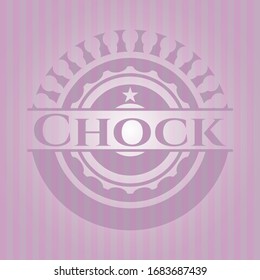 Chock retro style pink emblem. Vector Illustration. Detailed.