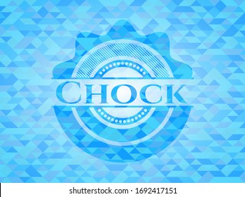 Chock sky blue emblem with mosaic ecological style background