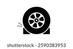 chock wheels symbol, Black Isolated Silhouette