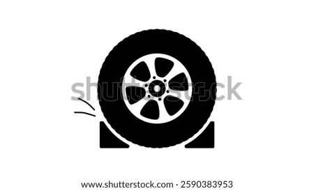 chock wheels symbol, Black Isolated Silhouette