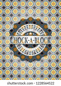 Chock-a-block arabic badge background. Arabesque decoration.