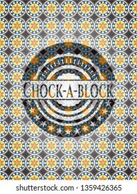 Chock-a-block arabic style emblem. Arabesque decoration.