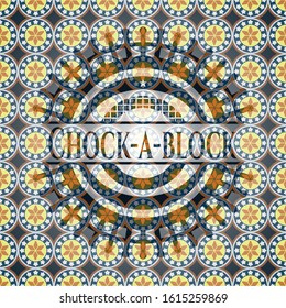 Chock-a-block arabic style emblem. Arabesque decoration.