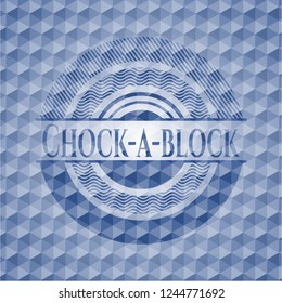 Chock-a-block blue hexagon emblem.