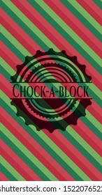 Chock-a-block christmas colors style emblem. Vector Illustration. Detailed.