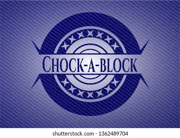 Chock-a-block emblem with denim texture