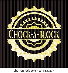 Chock-a-block golden emblem or badge