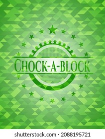 Chock-a-block green emblem. Mosaic background. Vector Illustration. Detailed. 