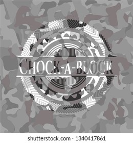 Chock-a-block grey camo emblem