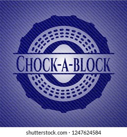 Chock-a-block jean or denim emblem or badge background