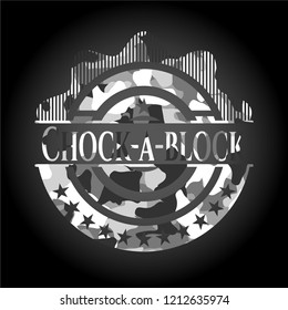 Chock-a-block on grey camouflage pattern