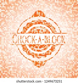 Chock-a-block orange mosaic emblem with background