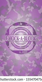 Chock-a-block pink on camo pattern. Vector Illustration. Detailed.