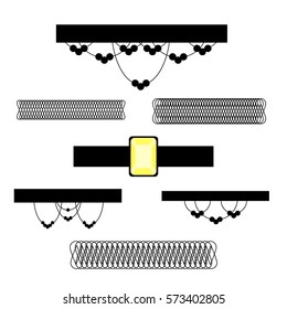 Chocker set. Stock vector illustration of popular necklace style isolated on white background.