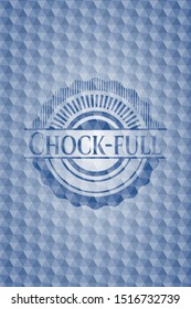 Chock-full blue emblem with geometric background. Vector Illustration. Detailed.