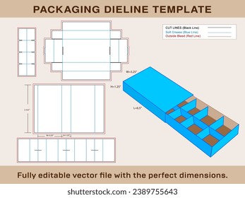 Chocklate Box Sleve Lid+Insert Dieline Template and 3d Box Editable Vector File.