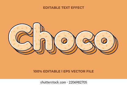 Choco 3d Text Effect With Cute Theme. Brown Text Lettering Typography Font Style