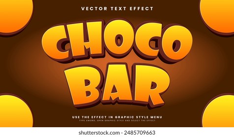 Choco Bar 3d editable text effect Template suitable for sweet food products