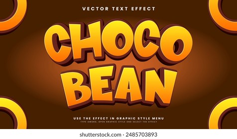 Choco Bean 3d editable text effect Template suitable for sweet food products