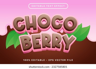 efecto de texto 3d de la berry choco y efecto de texto editable