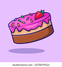Choco Birthday Cake Vector, Flat Icon, Flat Design