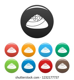 Choco bonbon icons set 9 color vector isolated on white for any design