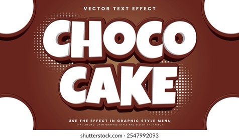 Choco Cake 3D editable text effect Template Premium Vector