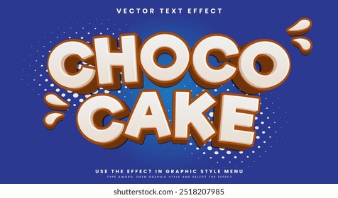 Plantilla de efecto de texto editable Choco Cake adecuada para leche fresca