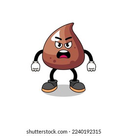 choco chip cartoon illustration with angry expression , character design