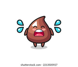 choco chip cartoon illustration with crying gesture , cute design