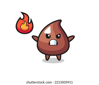 choco chip character cartoon with angry gesture , cute design