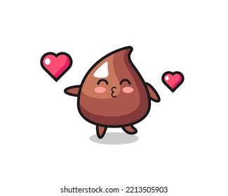 choco chip character cartoon with kissing gesture , cute design