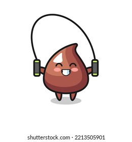 choco chip character cartoon with skipping rope , cute design