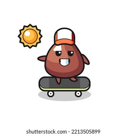 Choco-Chip-Zeichentrickfahrt auf einem Skateboard, süßes Design