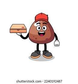 choco chip illustration as a pizza deliveryman , character design