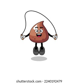 choco chip mascot cartoon is playing skipping rope , character design