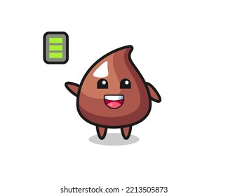 choco chip mascot character with energetic gesture , cute design