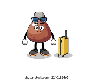 choco chip mascot doing vacation , character design
