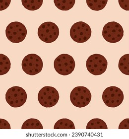 Choco chip seamless pattern. Suitable for backgrounds, wallpapers, fabrics, textiles, wrapping papers, printed materials, and many more.