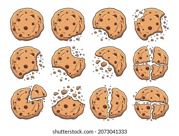 Ilustraciones Choco Chips Set Cookies Bundle Collections Vector