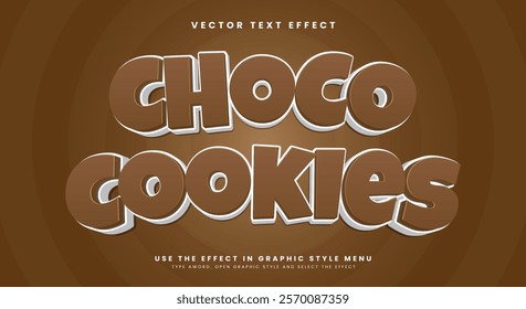 Choco Cookies 3D Cartoon style editable text effect Template